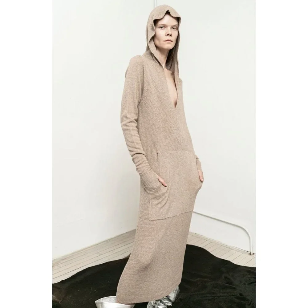 Nicholas K Summit Maxi Sweater Dress in Oatmeal Size Small